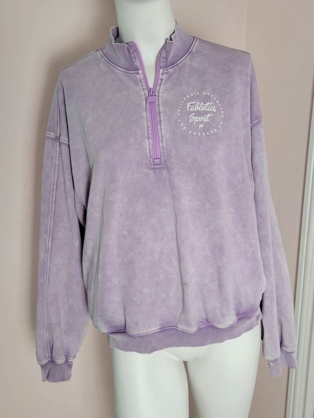 Fabletics Sport Lavender Acid Wash 1/4 Zip Pullover Sweatshirt - Fits Like Mediu - Picture 3 of 9